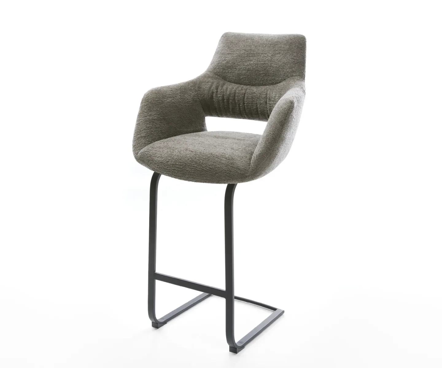 Barstuhl Yago-Flex Bouclé Soft Schlamm Freischwinger Flach Metall Schwarz Taschenfederkern