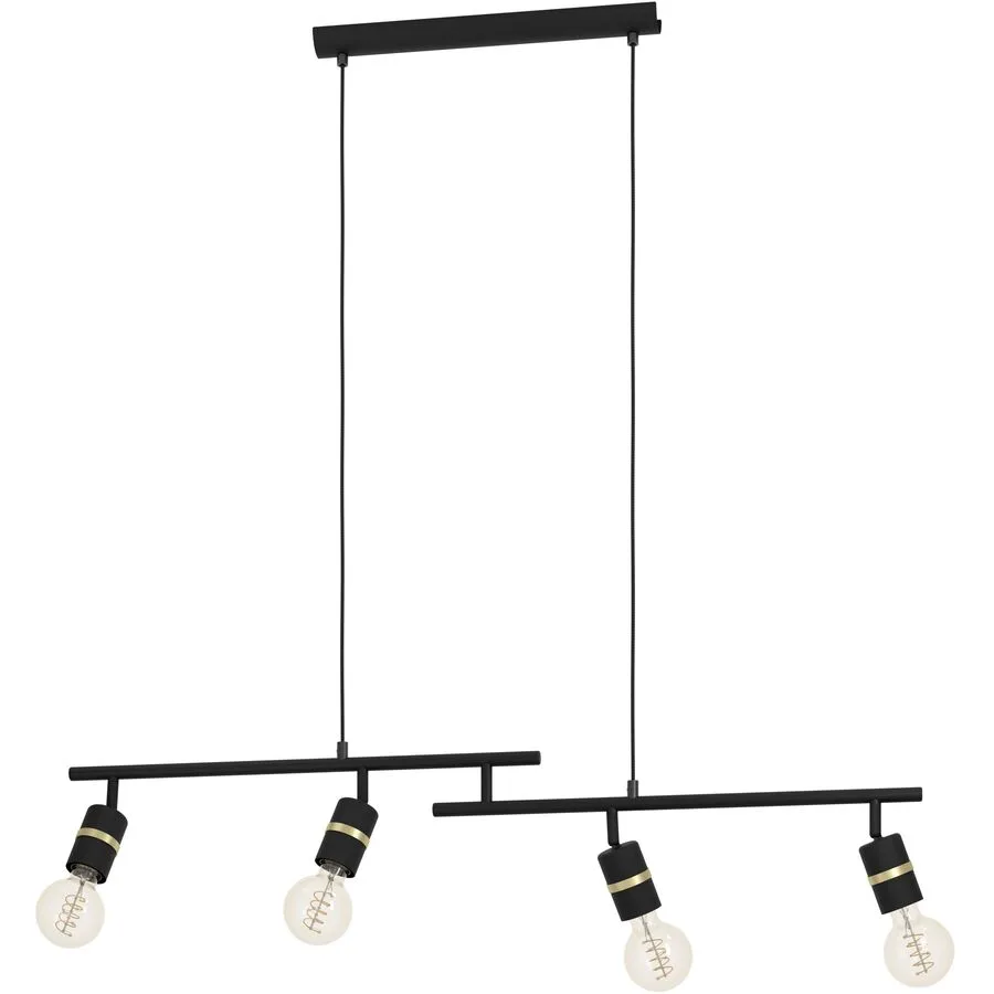 Eglo Pendellampe Lurone Schwarz Stahl 5 cm 110 cm - Farbe: Schwarz/Messing