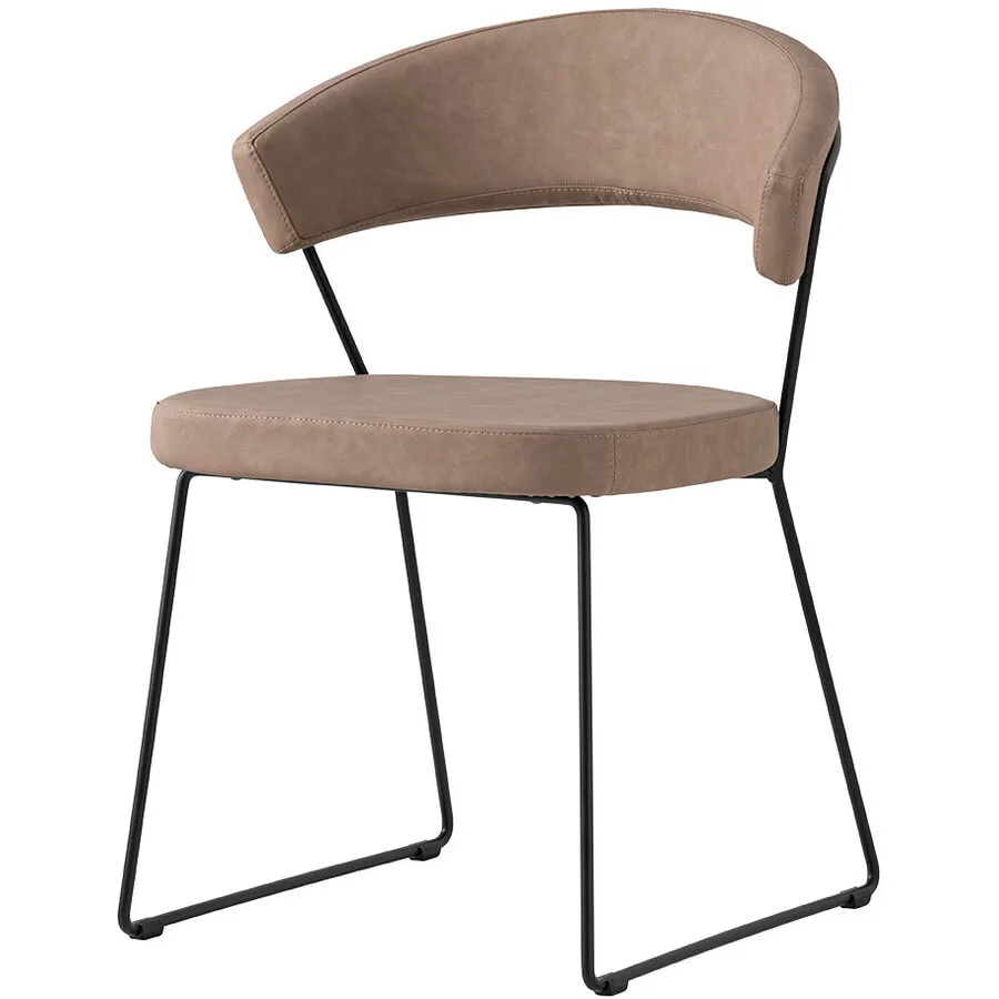 CONNUBIA Schalenstuhl 2er-Set New York schlamm/schwarz Metall/Polyurethan B 52 cm