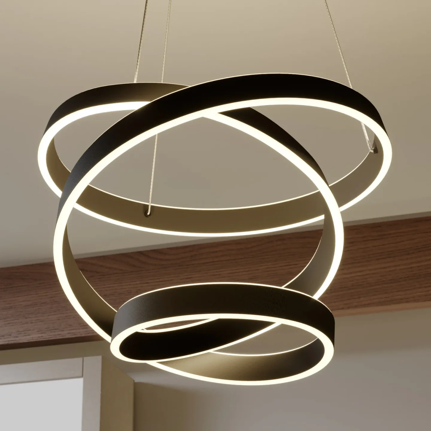 Olada LED Pendel Black - Lindby - Stue - Moderne - Metal - Med én lyskilde