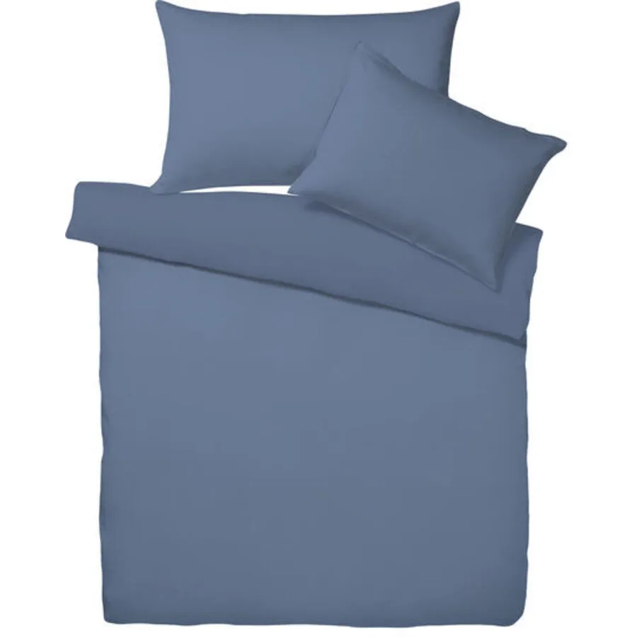 Living Home Bettwäschegarnitur Melange Uni Jeans Baumwolle 160 x 210 70 x 50 cm