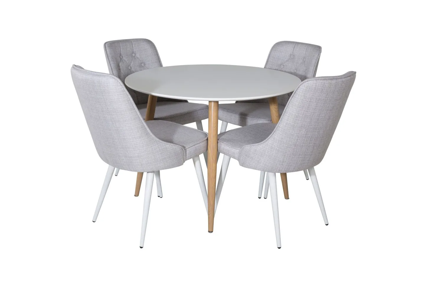 Plaza Matgrupp 100 cm Rund med 4 Velvet Deluxe stolar - Vit
