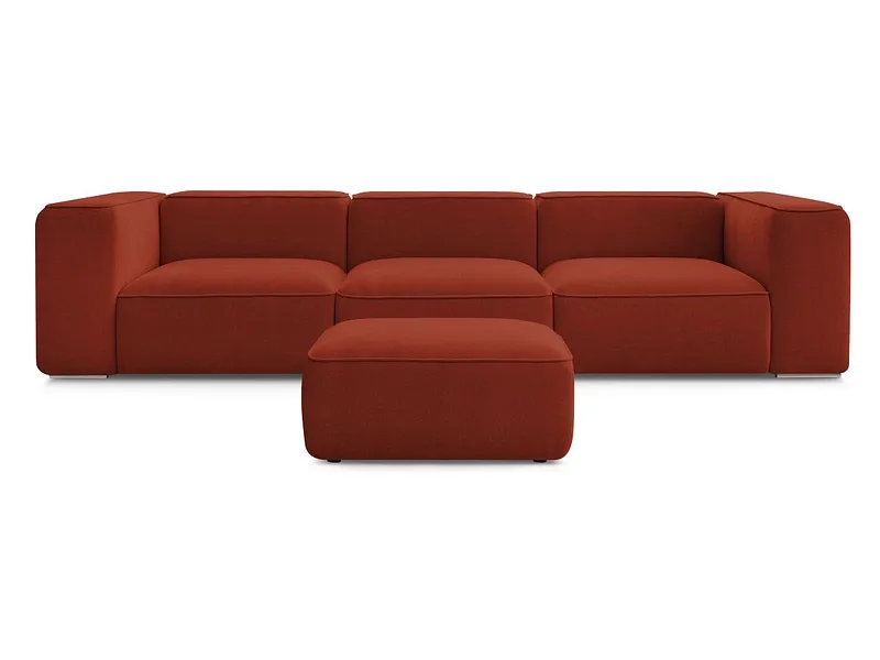 3er Sofa mit Hocker BOBOCHIC ZEPHYR Stoff mit Textur orange