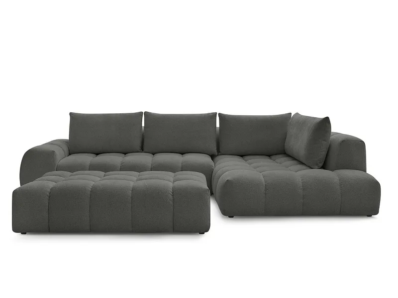 Ecksofa mit Hocker BOBOCHIC EVEREST Stoff chiniert dunkelgrau