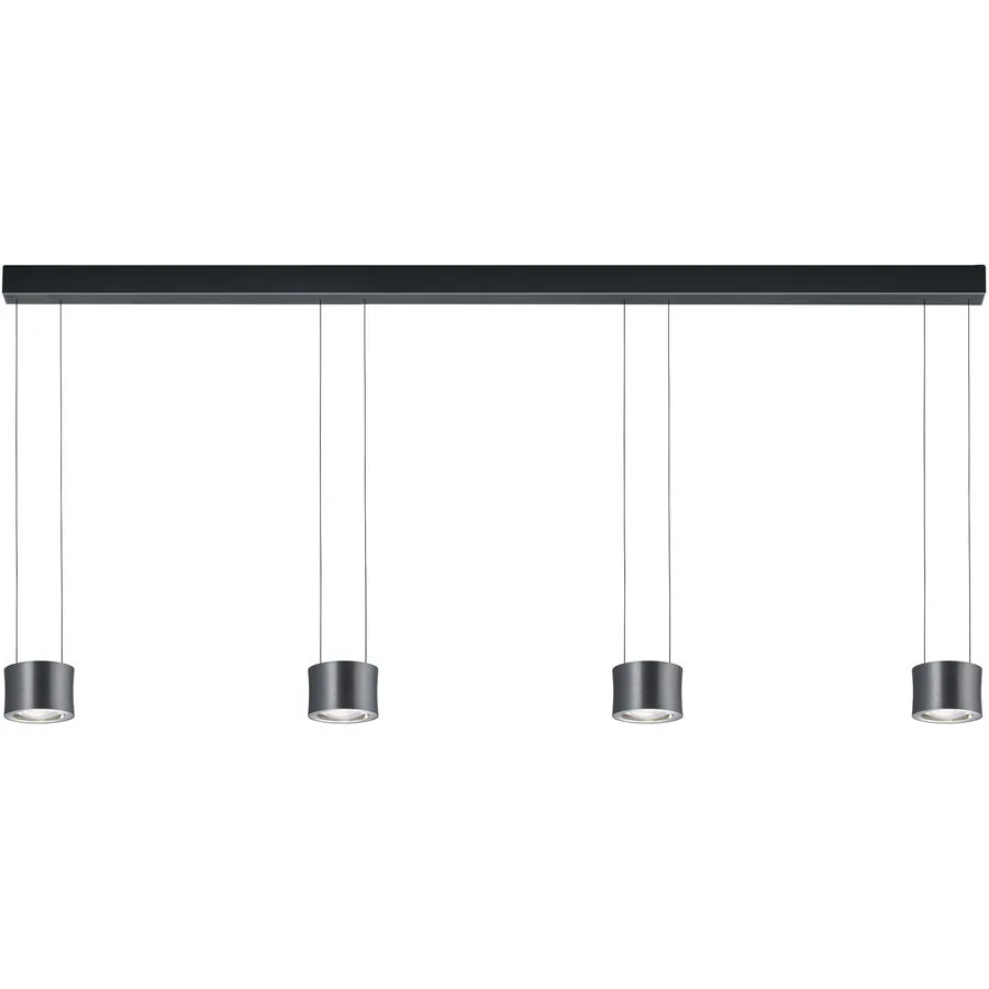 Designer-Pendellampe Bankamp Impulse anthrazit 4-flammig vertical flex - Farbe: Anthrazit eloxiert - LED - Lichtfarbe: Extra warmweiss - Material: