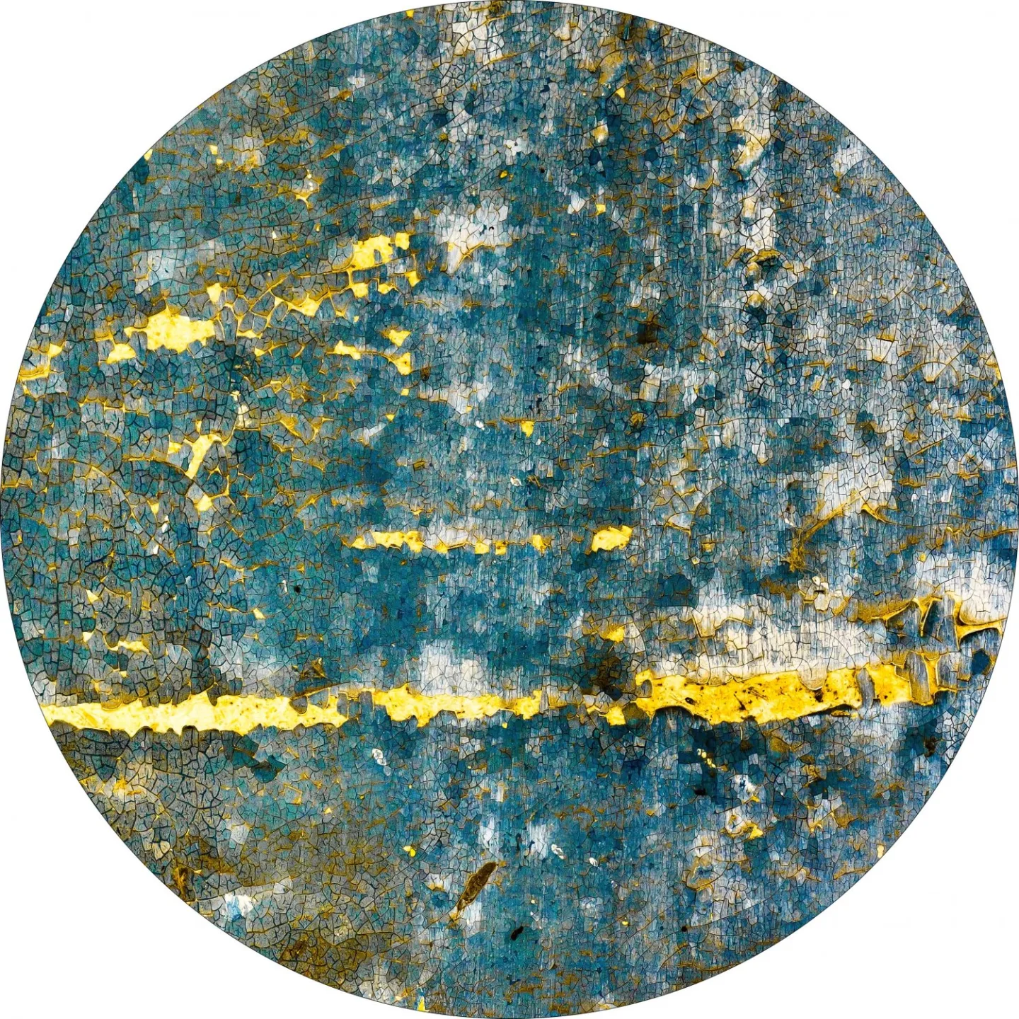 Rundt teppe - Mira (gul-blå) (Størrelse: Ø 180 cm)