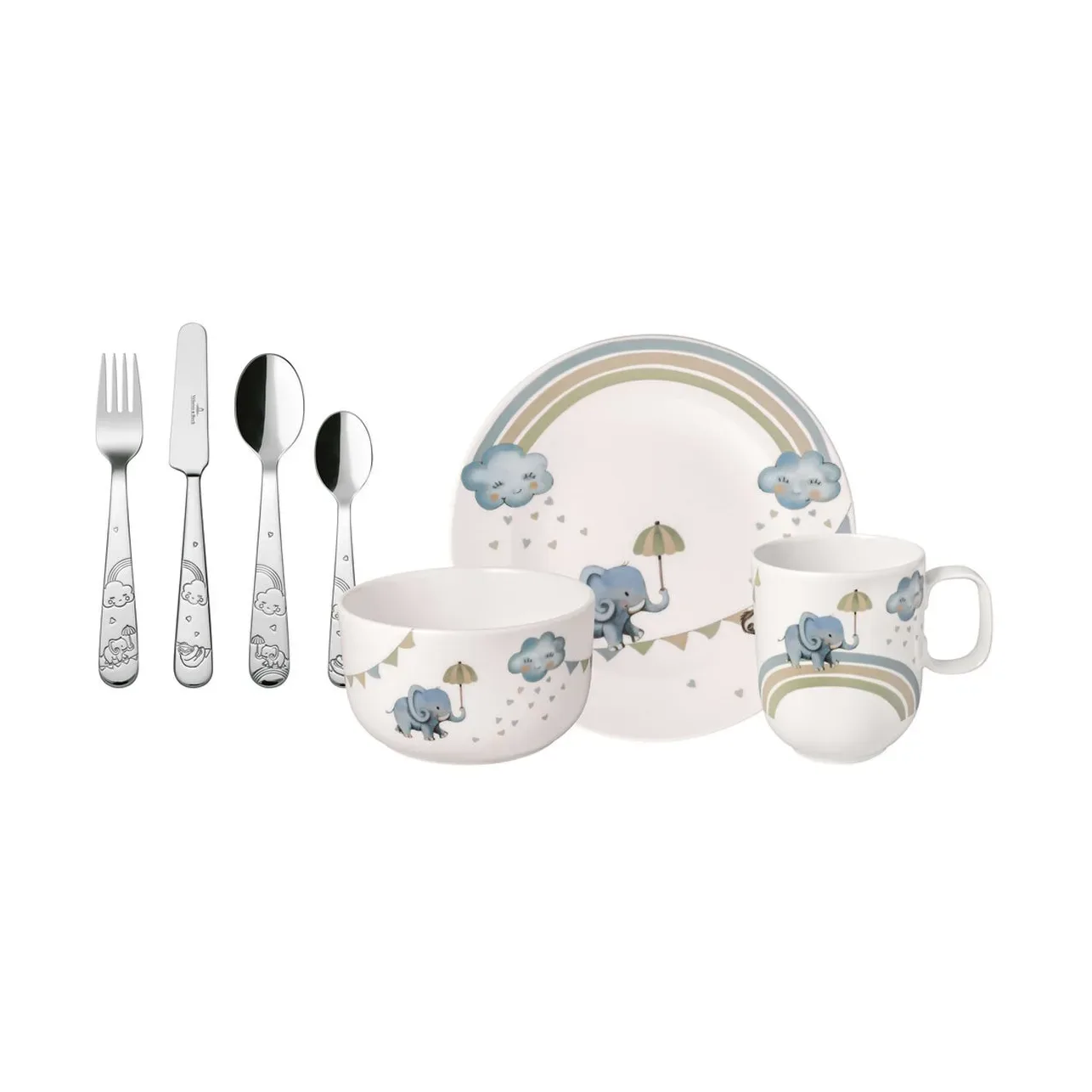 Villeroy & Boch Walk like an Elephant Kindergeschirr und Besteck 7 Teile