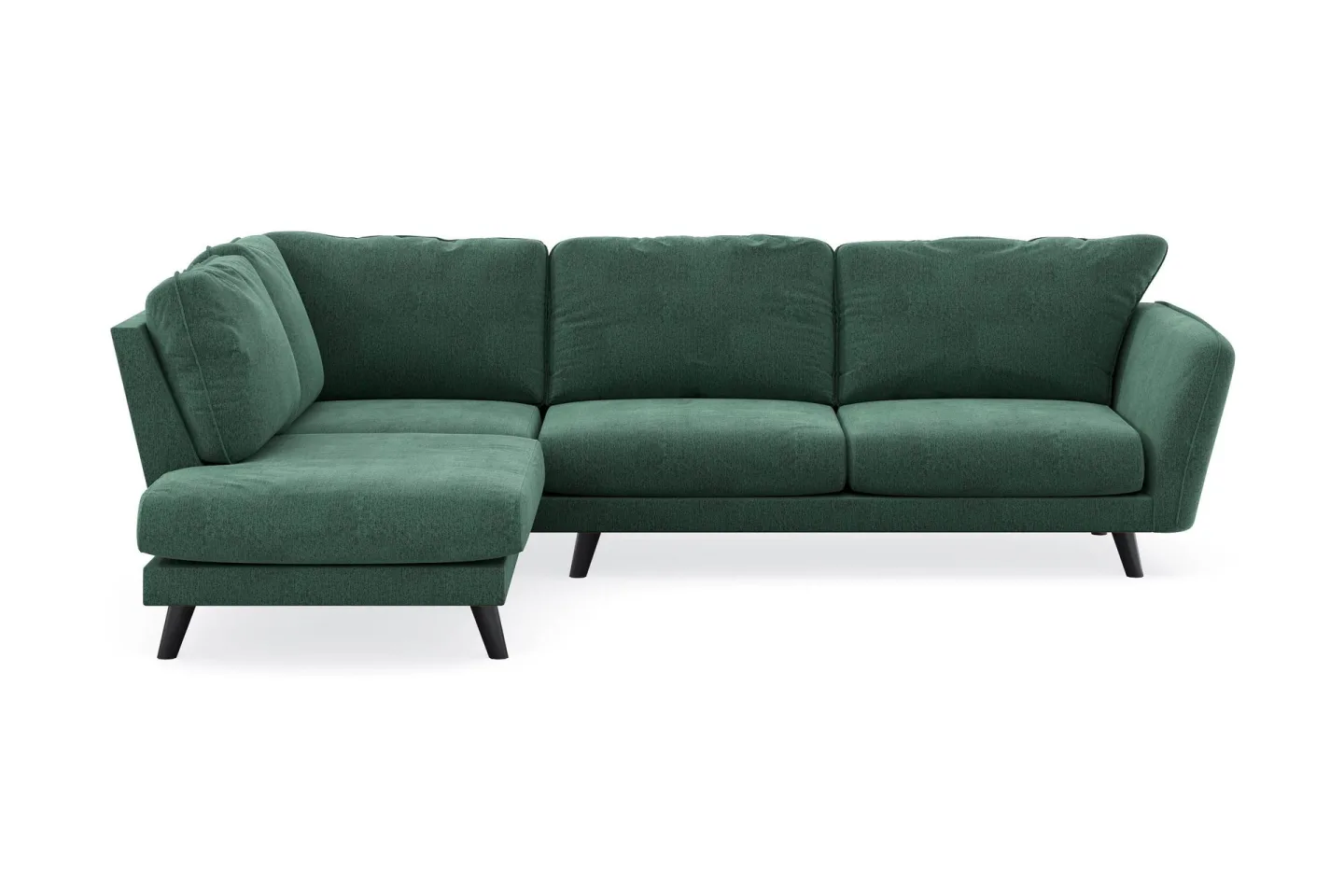 Trend Lyx 4-sits Vänstervänd L-formad Schäslongsoffa i Sammet - Mörkgrön