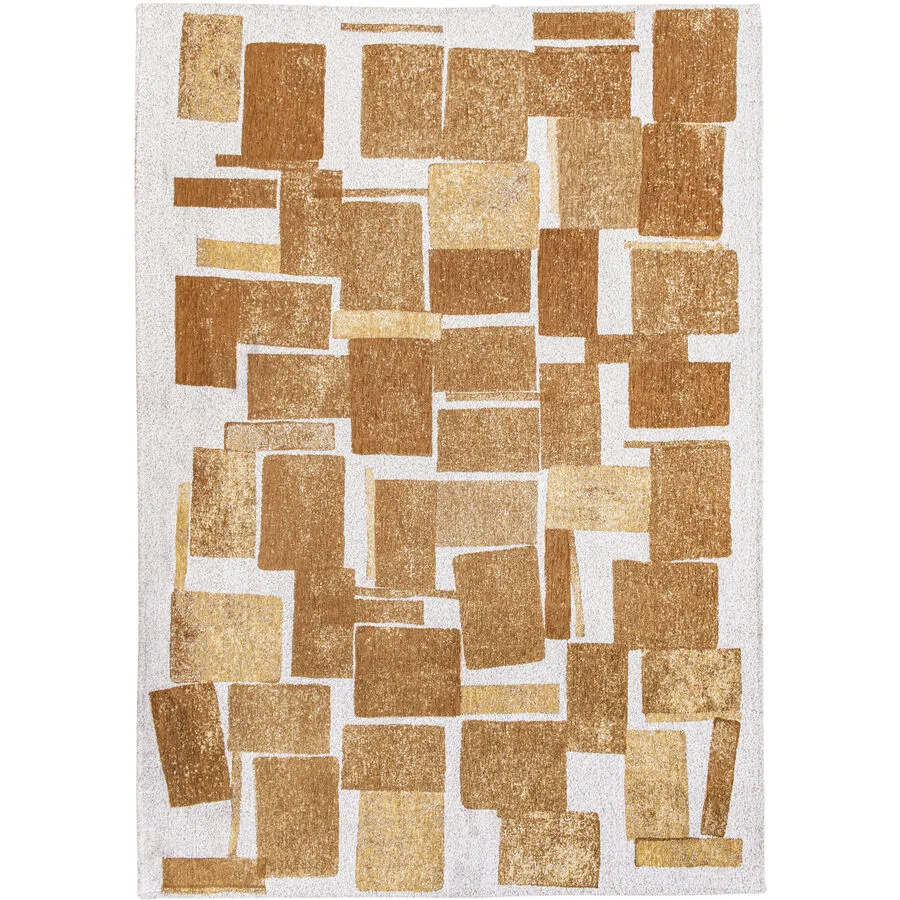 Teppich Lucia Dunkelgelb, Gelb, Weiss Anderes Muster Polyester 140 x 200 cm
