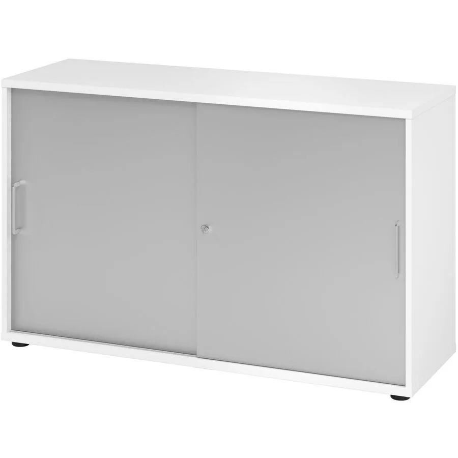 Aktenschrank Office Silber, Weiss Holzwerkstoff B 120 cm H 74.8 cm