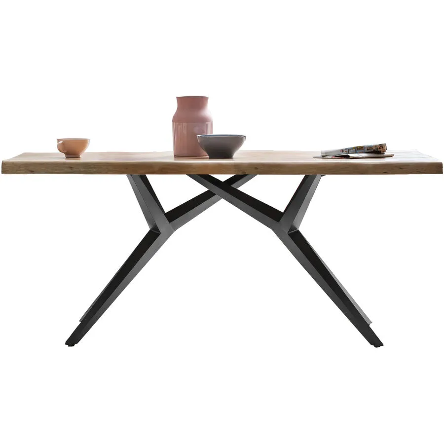 Esstisch Yael Natur, Schwarz Mango Massivholz B 220 T 100 cm