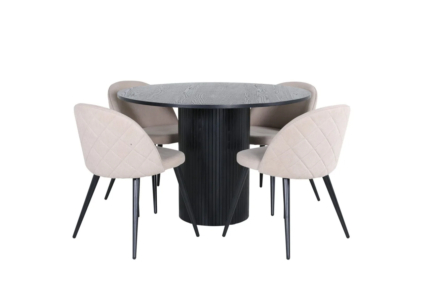 Bianca Matgrupp 110 cm Rund med 4 Velvet stolar - Beige