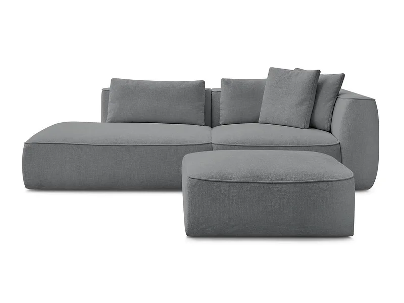 3er Sofa mit Hocker BOBOCHIC LEOPOLD Stoff mit Textur dunkelgrau