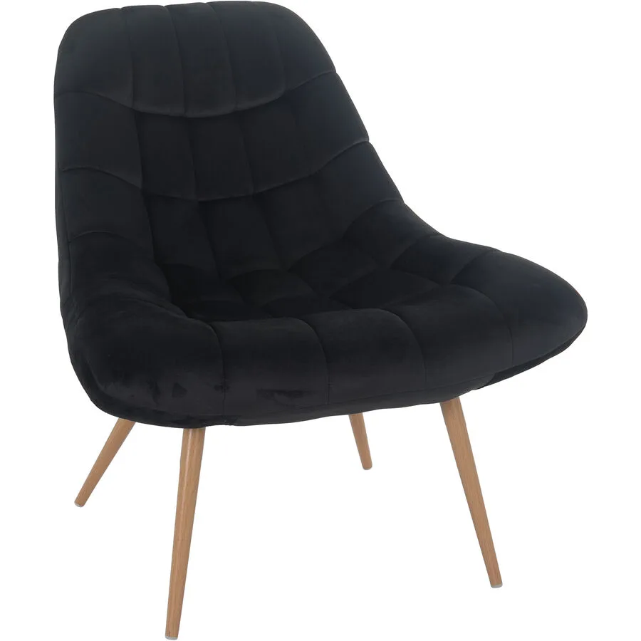 Sessel Bruce Schwarz, Beige Samt, Metall B 76 cm T 85.6 cm H 85.6 cm