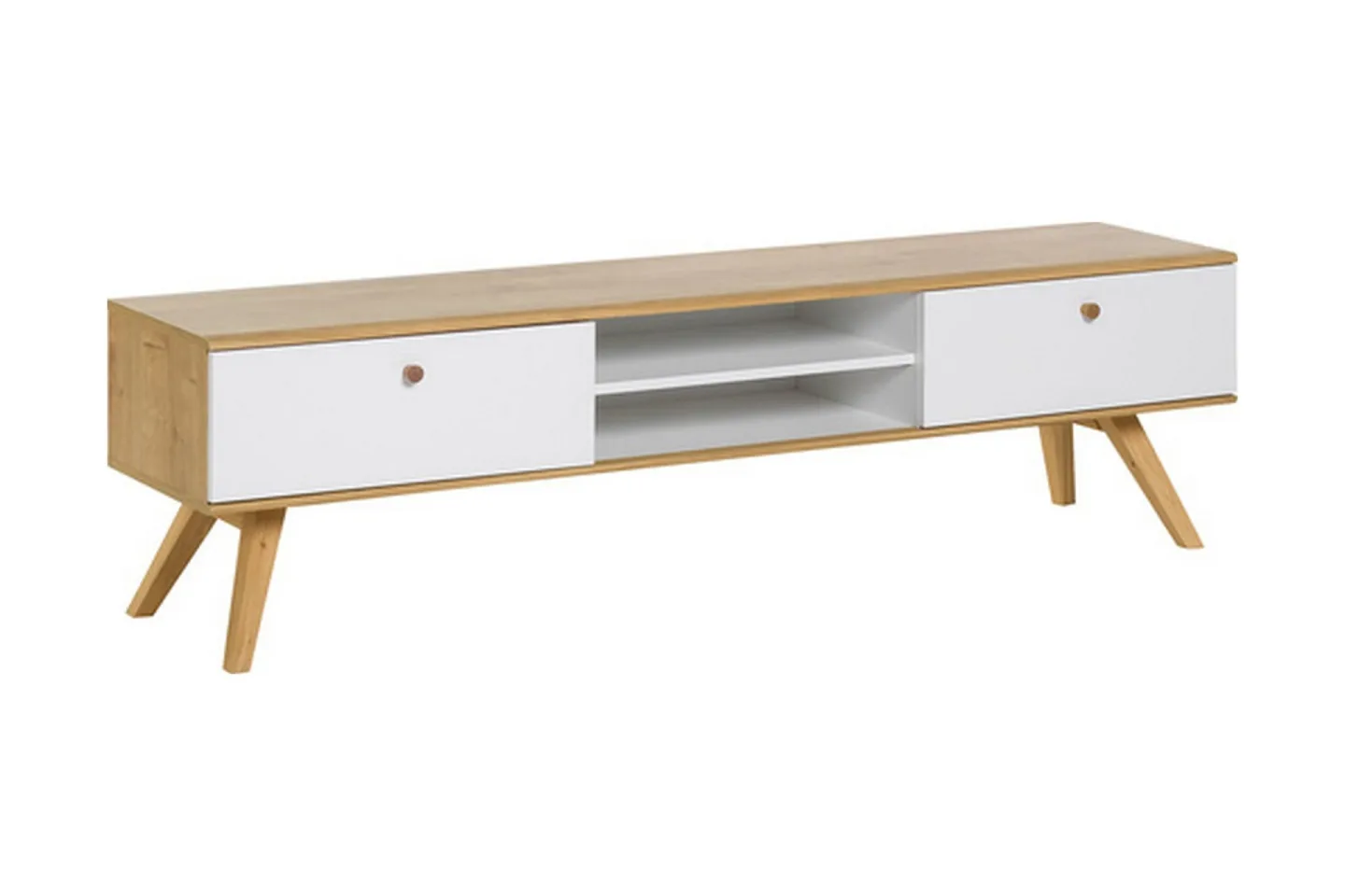 Nature TV-bänk 179,5 cm Vit/Natur - Vit/Trä/natur