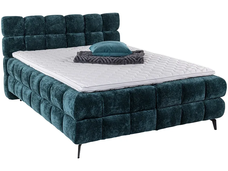Boxspringbett BUBBLE petrol 180x200cm halbfest