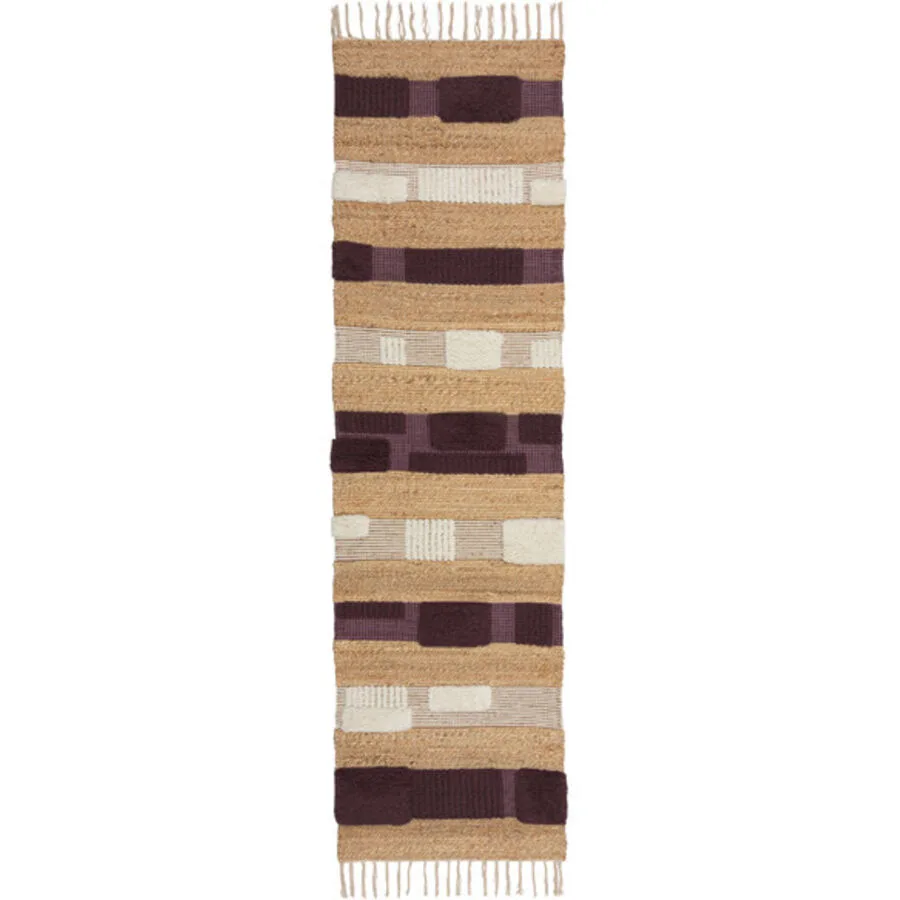 Teppich Slammer lilaweiss Streifen Jute 60 x 230 cm