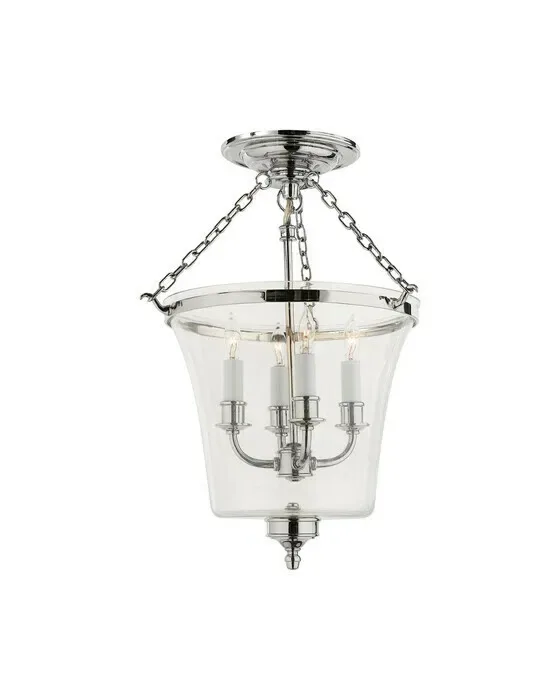 Sussex Semi-Flush Bell Jar Lantern Polished Nickel
