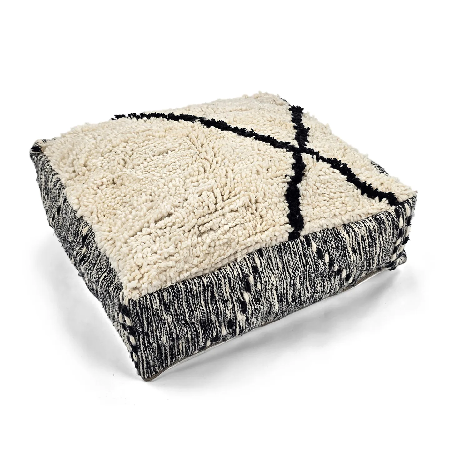 Sittepuff - Marokkansk Beni Ourain 011 (Størrelse: 60 x 60 cm)