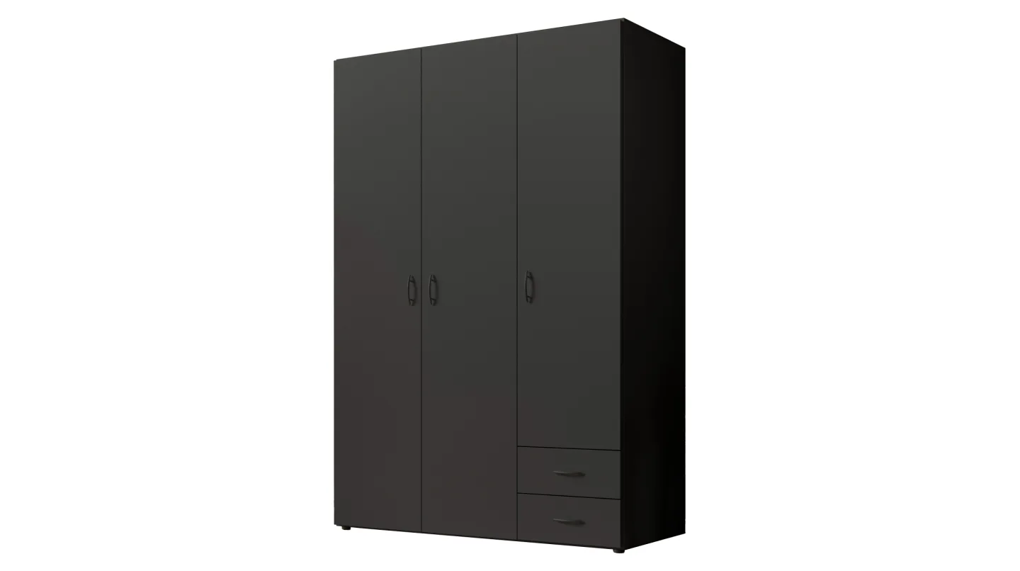 Kleiderschrank graphit - 120 cm - 3-türig - BASE