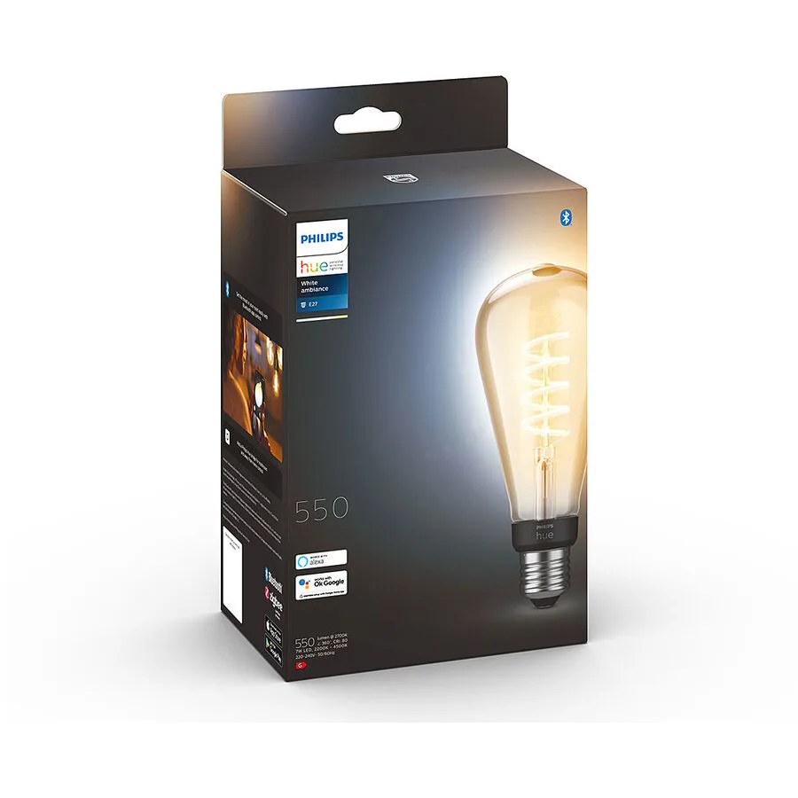 Leuchtmittel Giant Edison Philips Hue Glas E7W E27 - Farbe: Transparent - LED - Lichtfarbe: Extra warmweiss - Helles Neutralweiss - LED Leuchtmittel