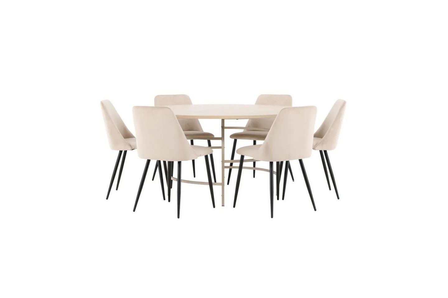 Matgrupp Copenhagen Runt 140 cm med 6st Night Stolar Vit / Beige - Vit / Beige