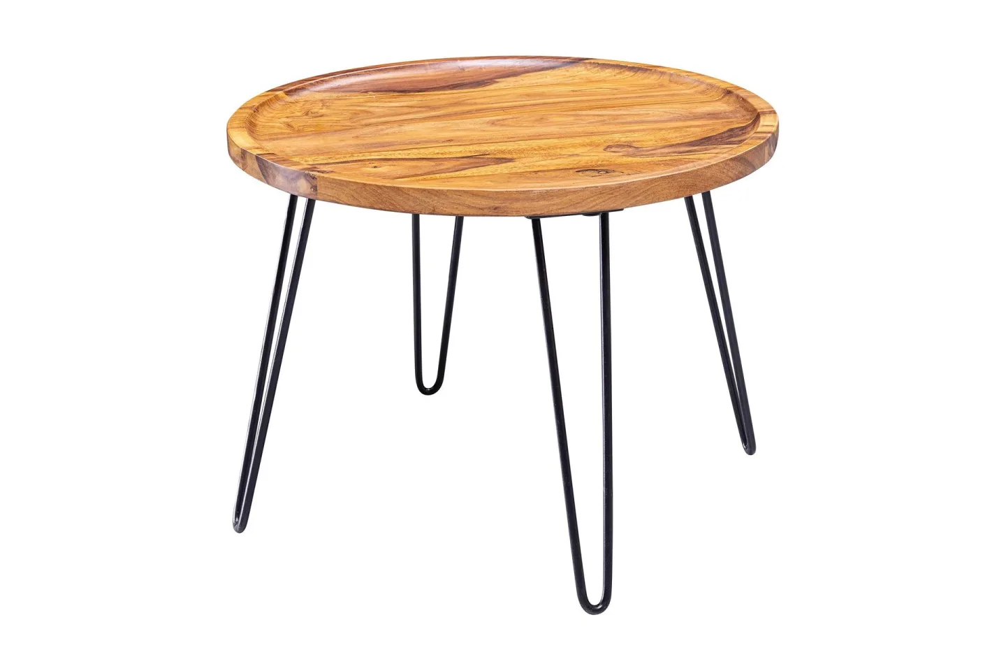 Dannemare Soffbord 60 cm Runt - Massivt Trä/Svart