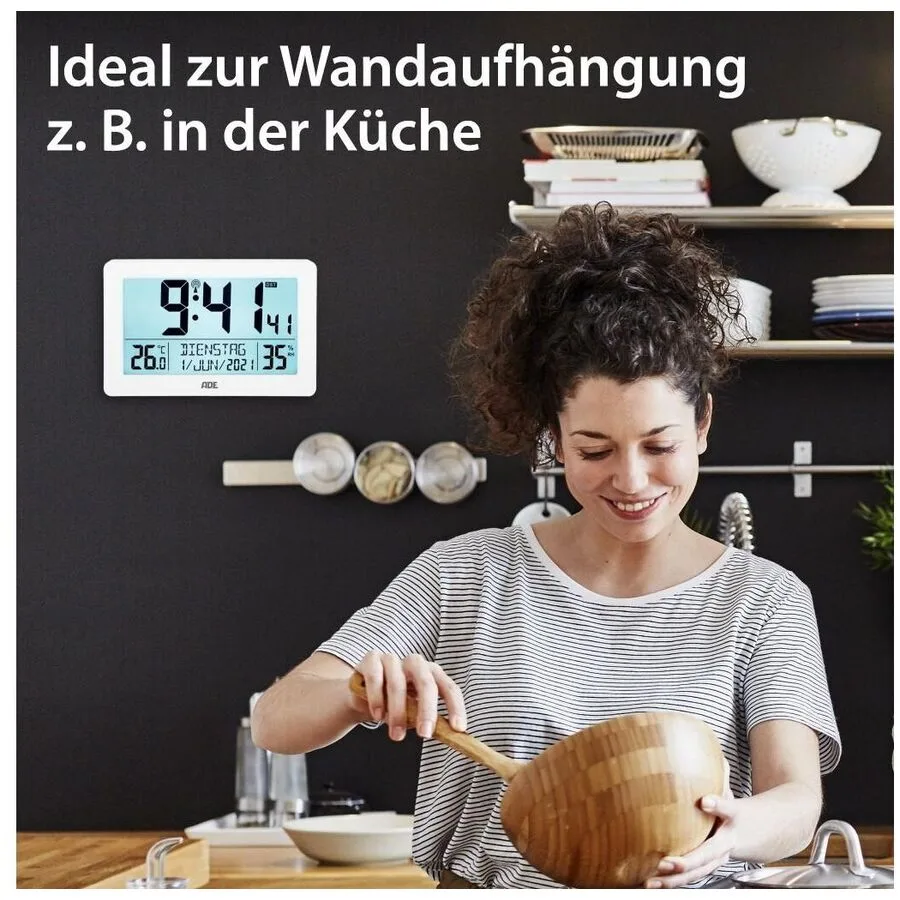 Wecker ADE Weiss Kunststoff/Holz