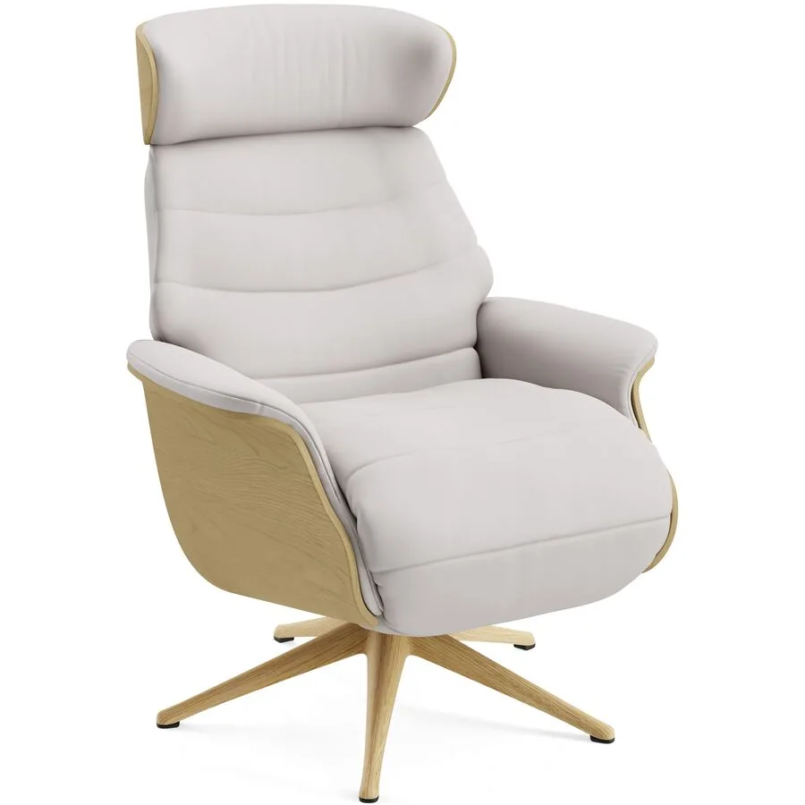 Relaxsessel Cam Savoy - 0967 Light Grey Leder/Eiche T 88 B 83 H 113 cm - Möbel Konfigurator: Traummöbel individuell zusammenstellen