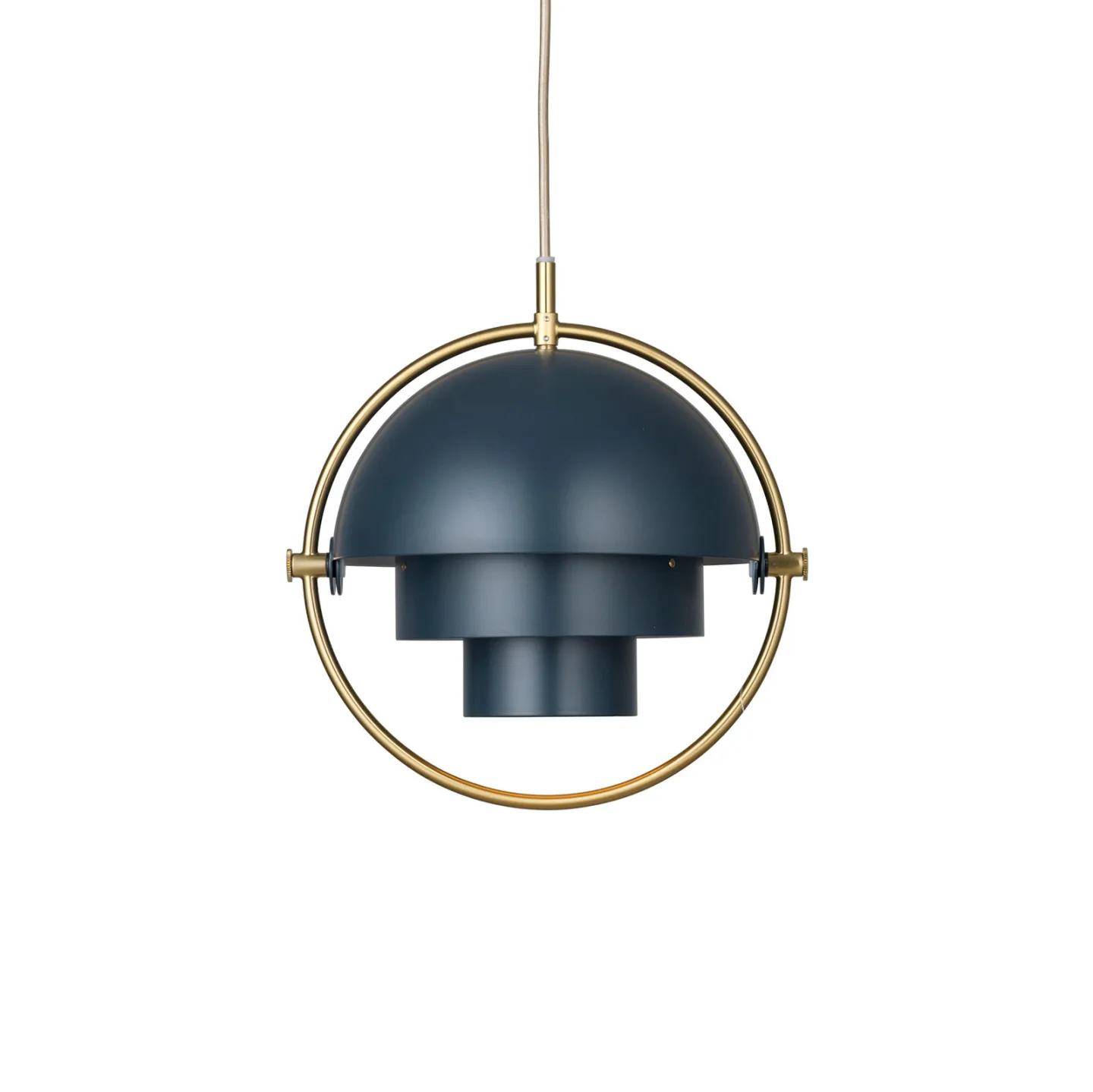 Multi-Lite pendellampa S mässing/midnattblå – Gubi - Vardagsrum - Design - Metall - Med lampskärm
