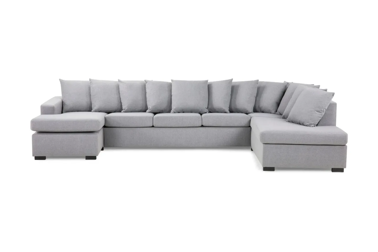 Crazy 5-sits Högervänd U-formad X-Large Soffa med Divan och Schäslong i Tyg inkl Kuvertkuddar - Grå