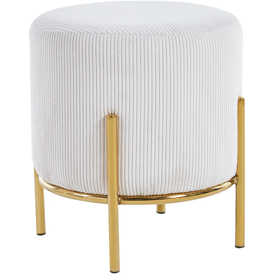 Hocker Sarina Creme, Gold Stoff, Metall B 35 H 38 cm