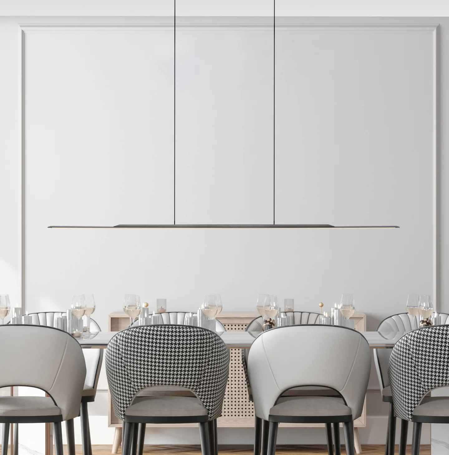 Surface LED-Hängelampe, grau, 160cm, Alu, 3.000 K - PURE - Wohnzimmer - Modern - Aluminium - Einflammig