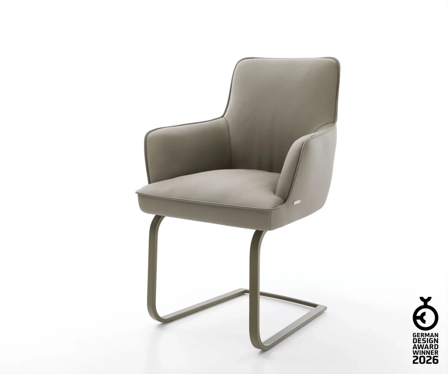 Freischwinger Heira-Flex mit Armlehnen Echt-Leder Schlamm Freischwinger flach Effektfinish Titan Taschenfederkern