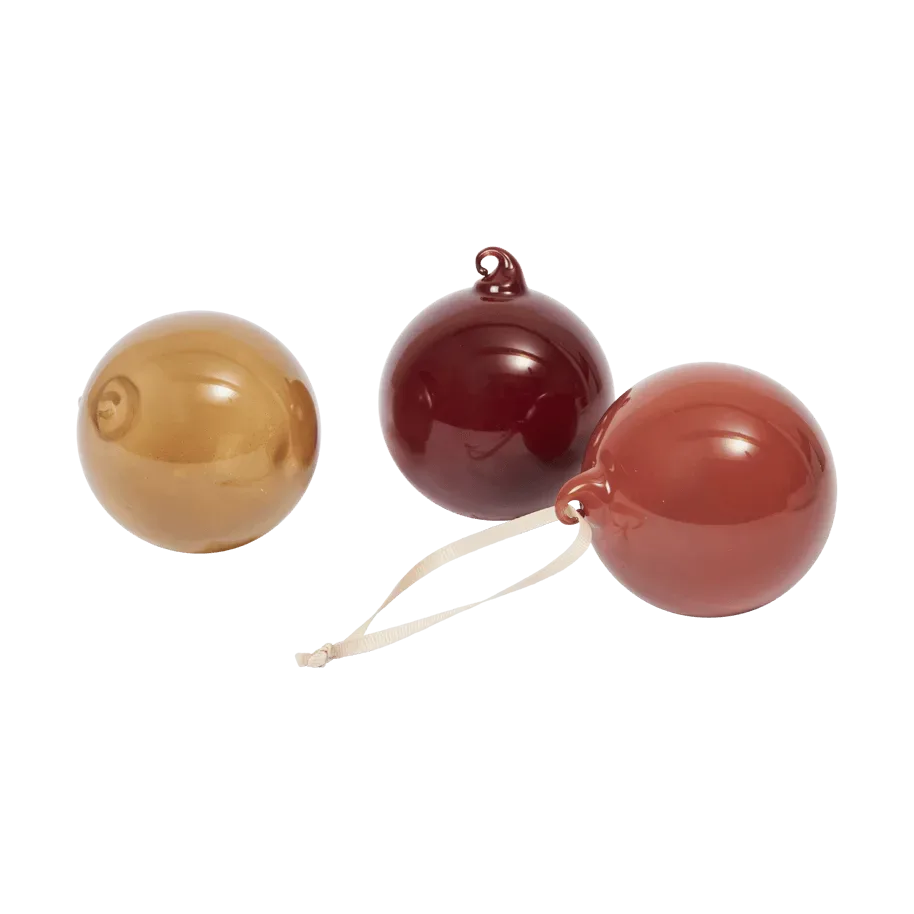 Ferm Living Glass bauble julkulor M Ø8 cm 3 delar Roseate Opaque