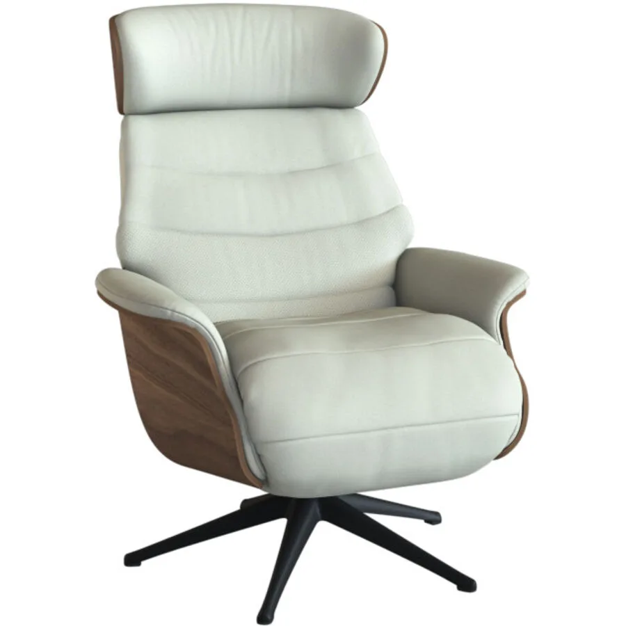 Relaxsessel Cam weiss warm Leder T 88 B 83 H 113 cm