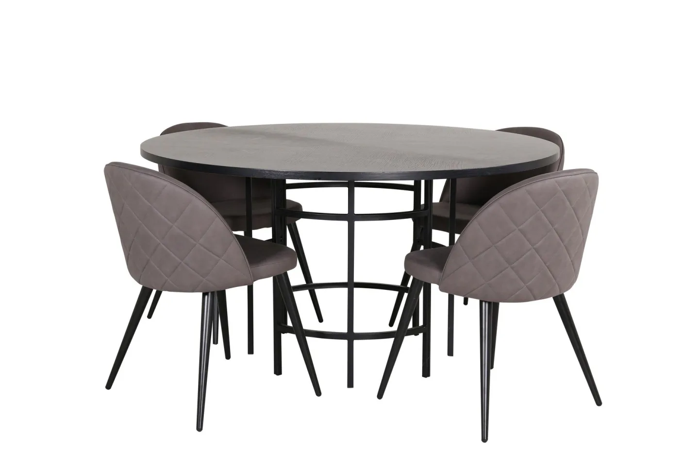 Copenhagen Matgrupp 140 cm Rund med 4 Velvet stolar - Svart