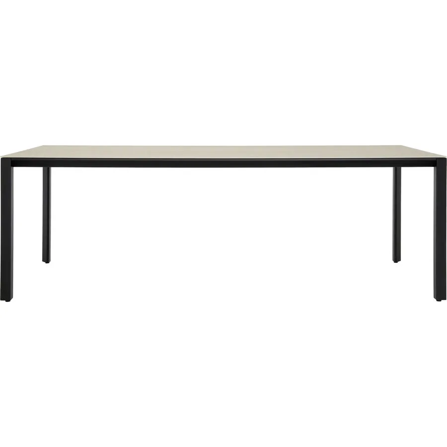 Gartentisch ausziehbar Tropea Schwarz matt / Travertino Romano Keramik/Stahl pulverbeschichtet B 220 T 90 cm