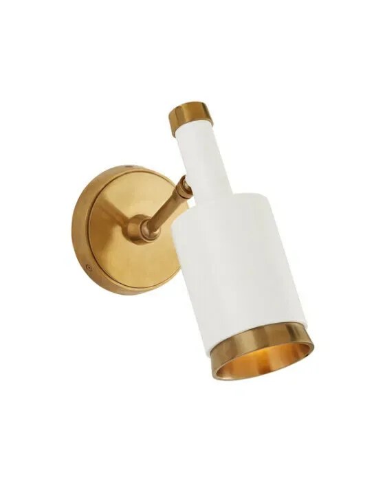 Anders Articulating Wall Light Antique Brass and White Small