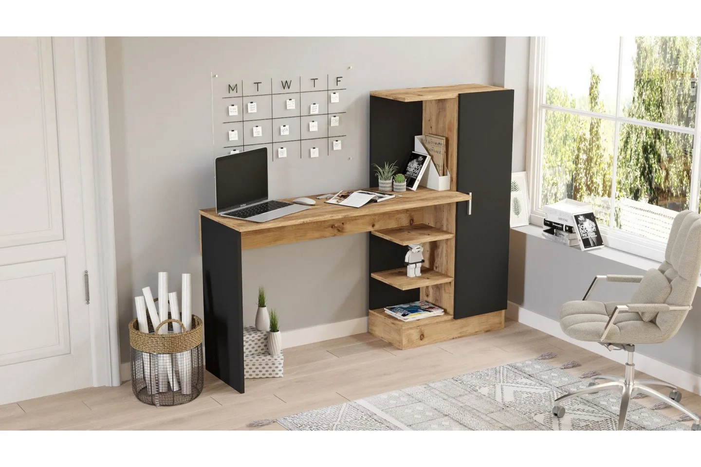 Dalran Skrivbord 152 cm - Natur/Svart