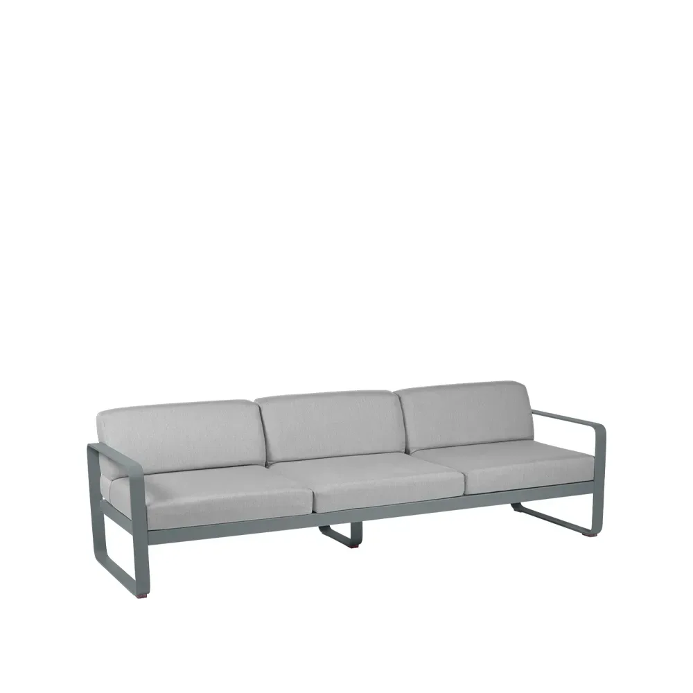 Fermob Bellevie soffa 3-sits Storm grey (grå), flannel grey dyna