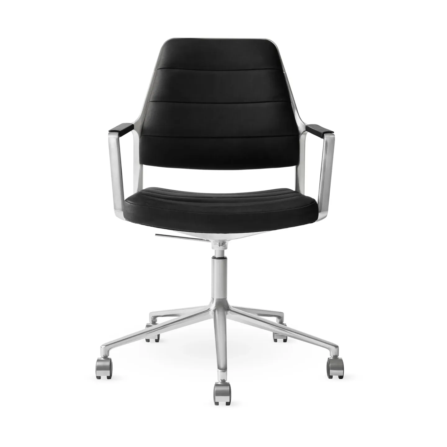 Vipp Vipp455+ Swivel chair kontorsstol med hjul Black leather-polished aluminium