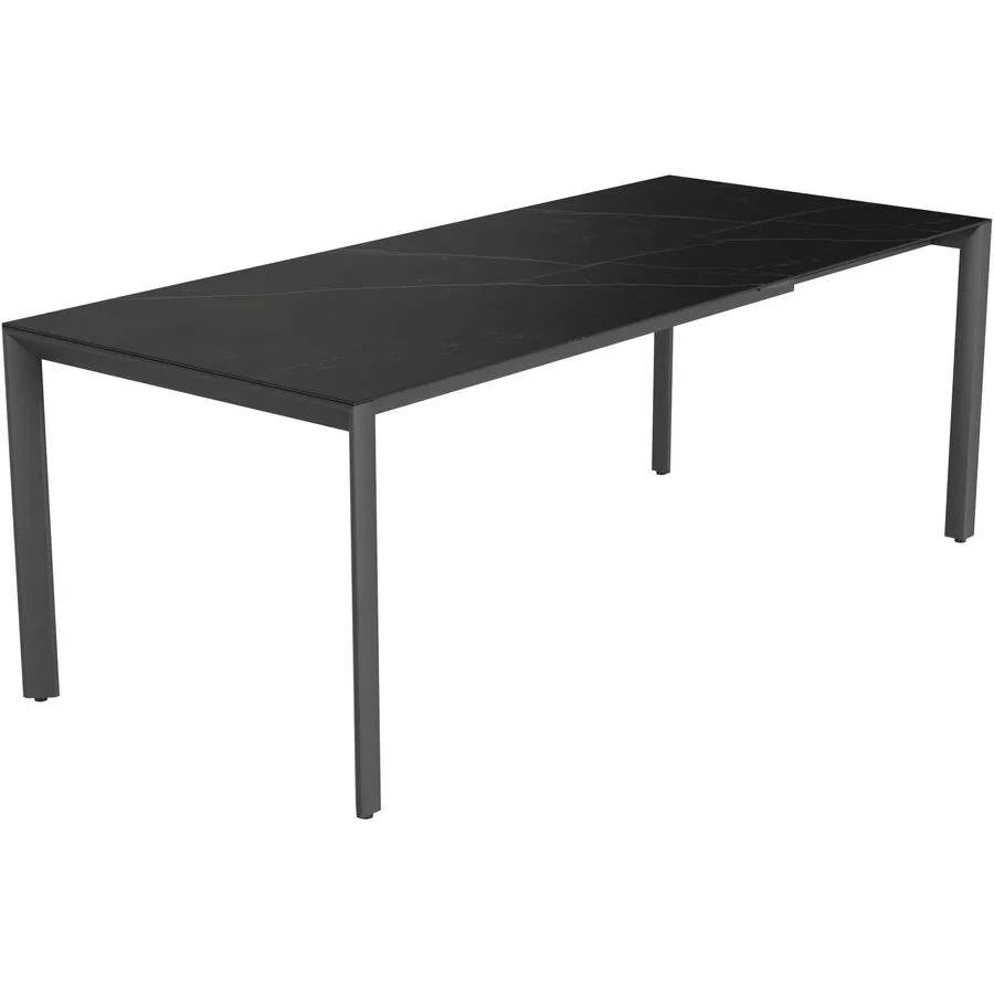 Gartentisch ausziehbar Tropea Schwarz matt / Kelya Mineralkeramik/Stahl pulverbeschichtet B 140 T 90 cm - Möbel Konfigurator: Traummöbel individuell