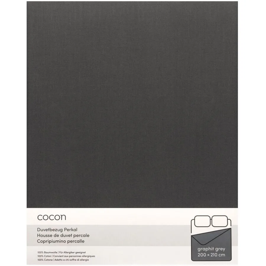 Duvetbezug COCON Graphit Baumwolle 200 x 210 cm - Material: Perkal
