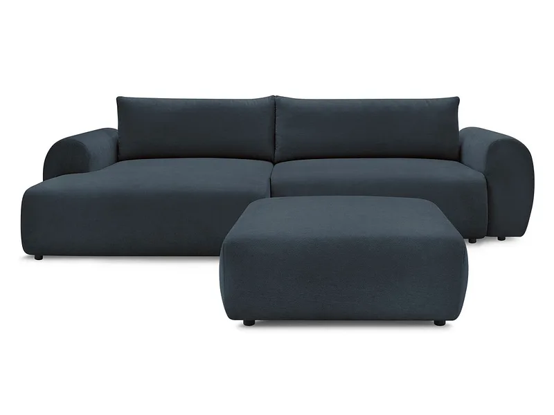 Ecksofa mit Hocker BOBOCHIC LUCIEN Stoff dunkelblau