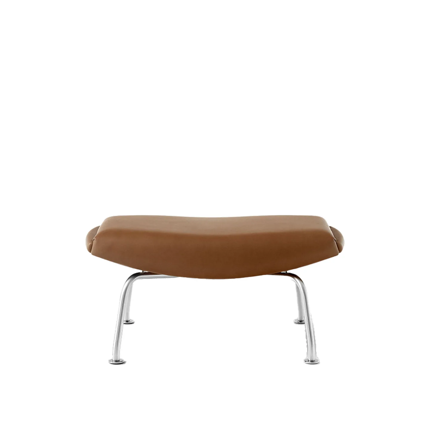 Fredericia Furniture - Wegner Ox Ottoman, Chrome, Leather Cat. 3 Max 95 Cognac - Fotpallar - Hans J. Wegner - Brun - Läder/Metall/Trä/Skum