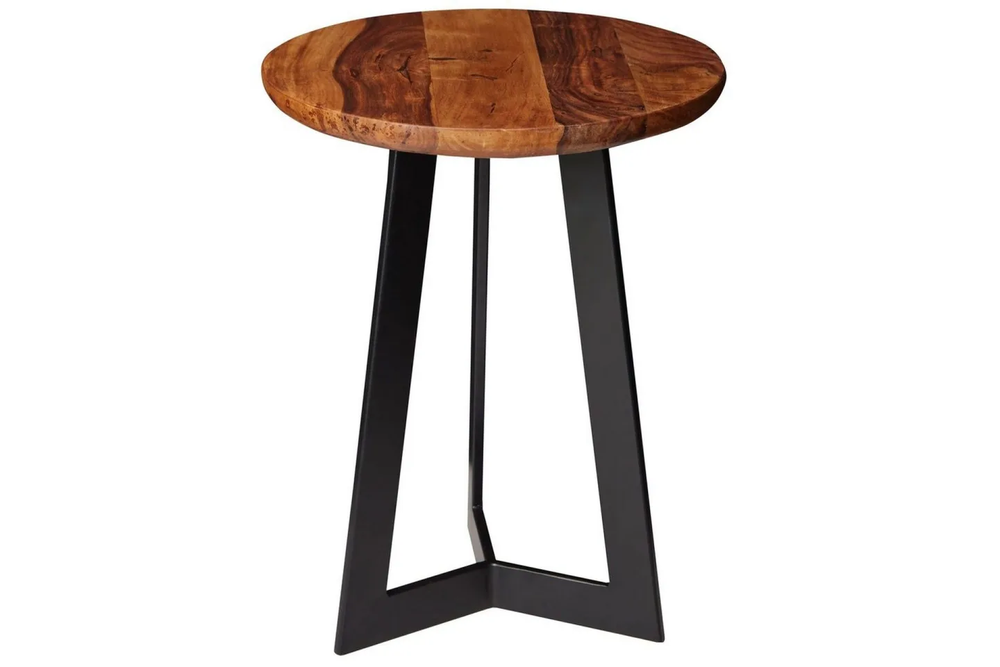 Sido bord Wohnling massivt trä svart metallram rund 35 cm, industriell loftstil 45 cm - 45 cm