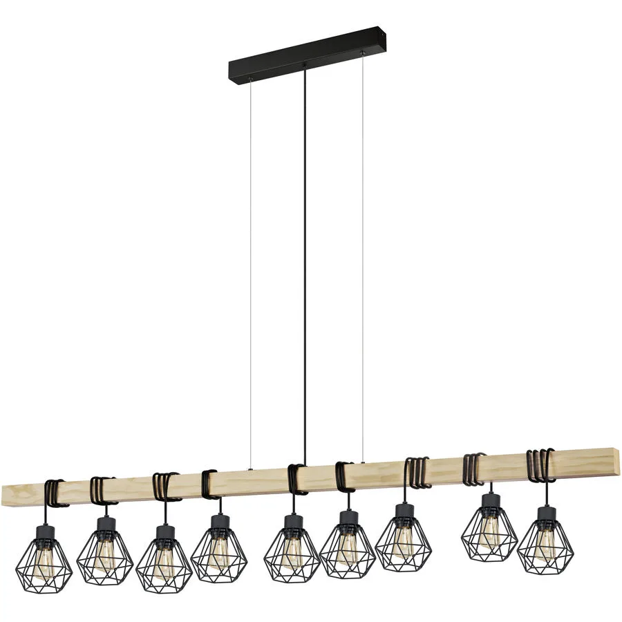 Eglo Pendellampe Townshend 5 Braun/Schwarz Stahl/Holz 20 cm 110 cm - Material: Holz/Stahl