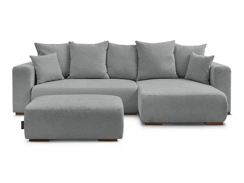 Ecksofa mit Hocker BOBOCHIC SIDONIE Stoff chiniert dunkelgrau