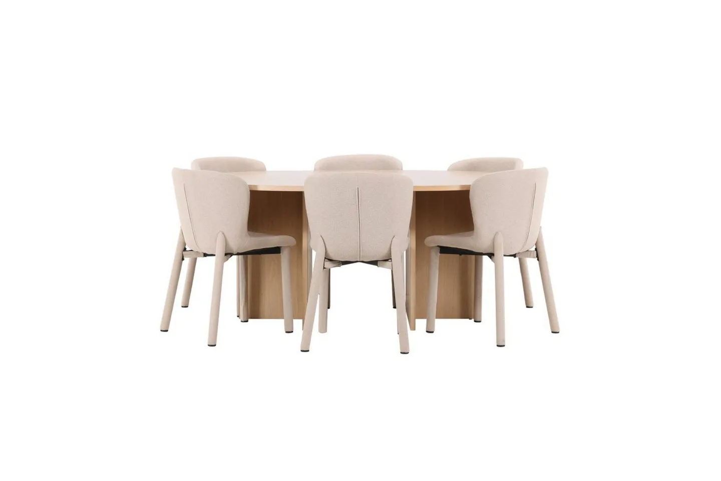 Matgrupp Strada Runt 120/170 cm Vit med Astoria Stolar 6 st, Beige - 6 st, Beige